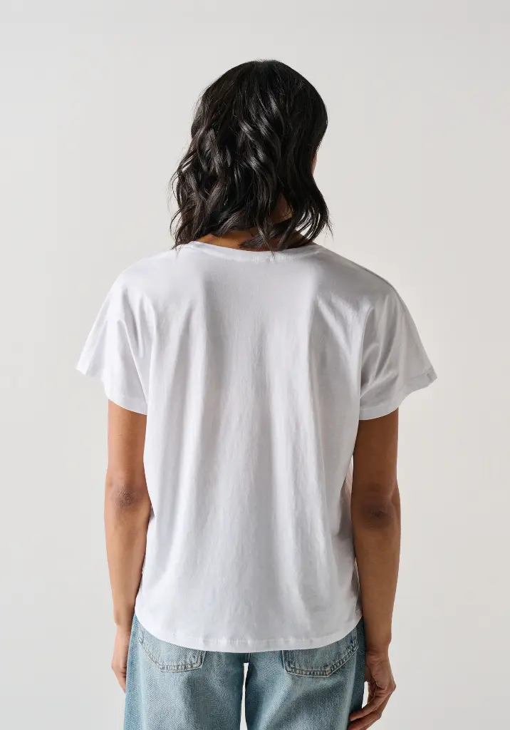 T-shirt femme col V 100% coton Pima couleur blanc