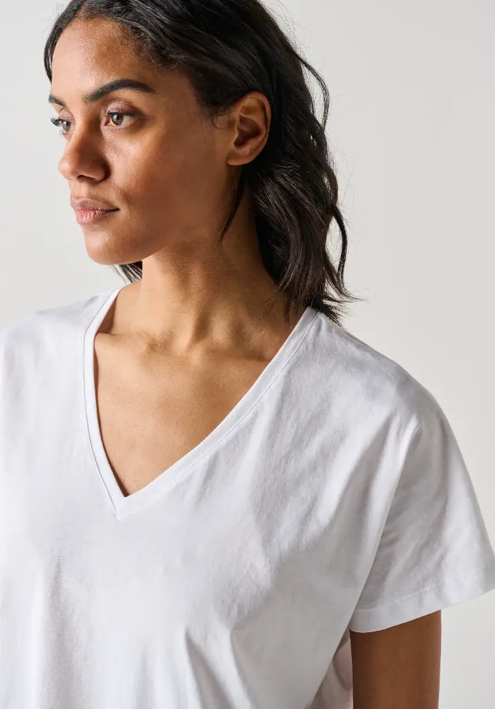 T-shirt femme col V 100% coton Pima col V