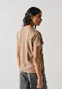 T-shirt femme col V 100% coton Pima couleur cappucino