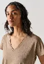 T-shirt femme col V 100% coton Pima maille jersey
