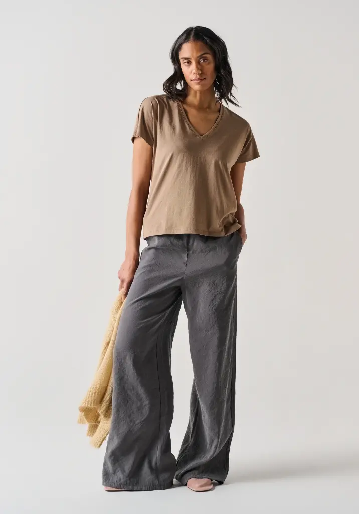 T-shirt femme col V 100% coton Pima coupe ample