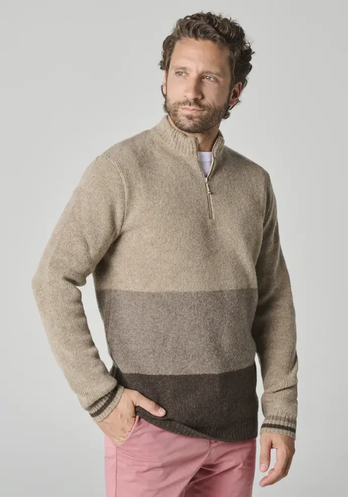 Pull homme Col camionneur 50% Laine en Maille Epaisse