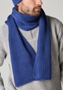 Echarpe homme 100% laine Mérinos bleu tricoté en France