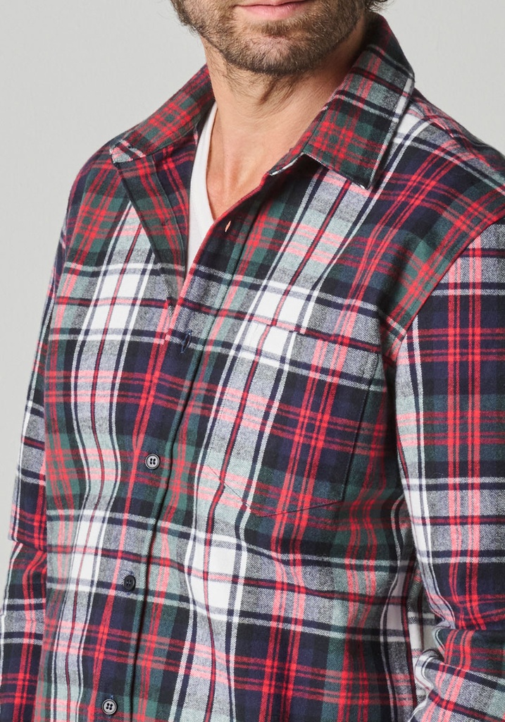 Chemise homme en flanelle épaisse avec poche plaquée poitrine