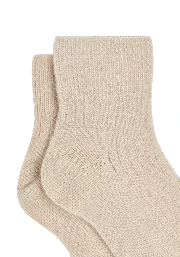 Socquettes mixtes en mohair de chevreau couleur crème