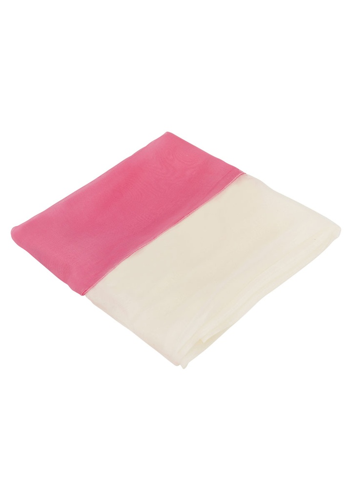 Etole femme de soie bi-bande couleur rose et creme fabrication francaise