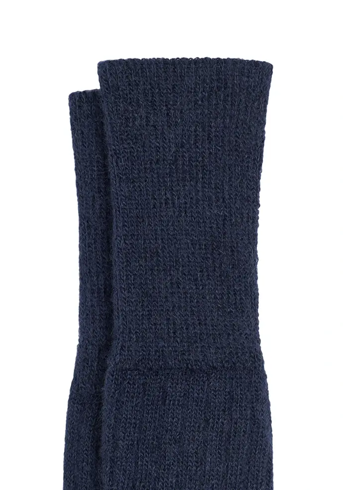 Mi-bas mixtes en laine mohair santé + couleur bleu marine