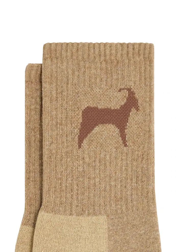 Chaussettes de randonnée mixtes coton beige chiné