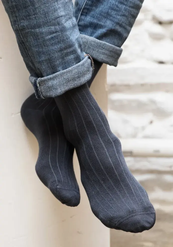 Chaussettes en bambou mixtes maille côtelée