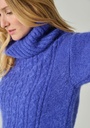 Pull femme col roulé confortable et chaud couleur bleu