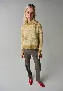 Pull femme col rond jacquard en mohair et soie coupe droite