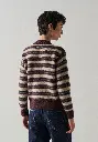 Cardigan femme en laine et alpaga rayé coupe droite