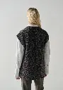 Gilet long sans manches laine et yack femme chiné bleu