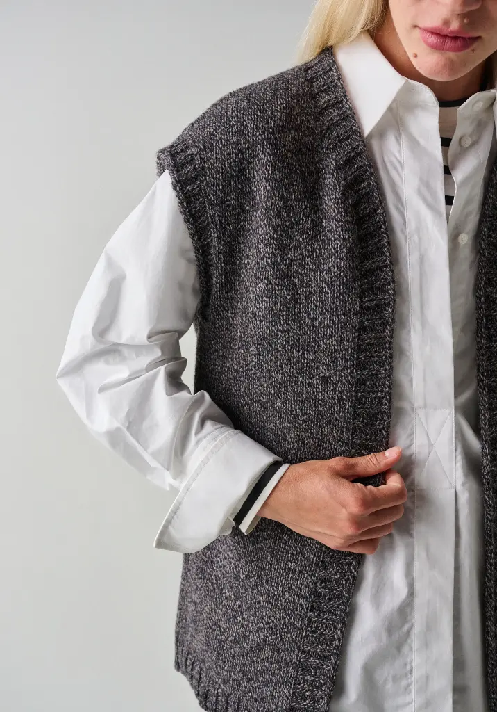 Veste longue sans manches laine et yack femme