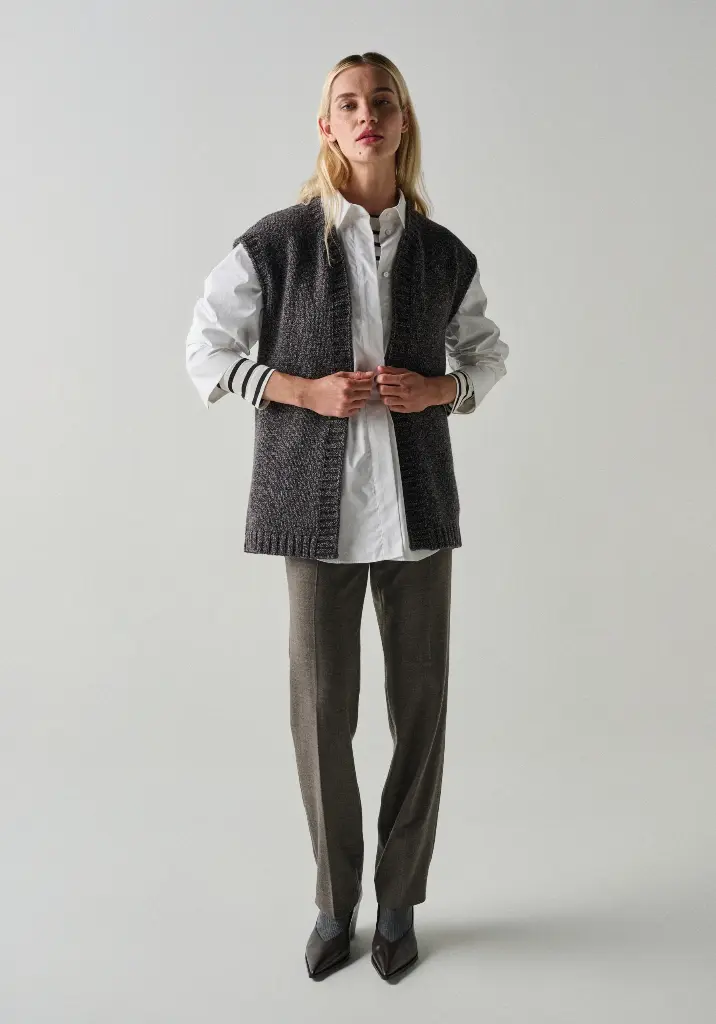 Gilet long sans manches laine et yack chaud