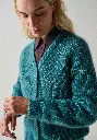 Cardigan en mohair et soie femme encolure en V