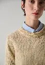 Pull femme col rond en mohair des Pyrénées finition bords côtes
