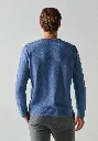 Pull homme col V en laine et cachemire couleur denim