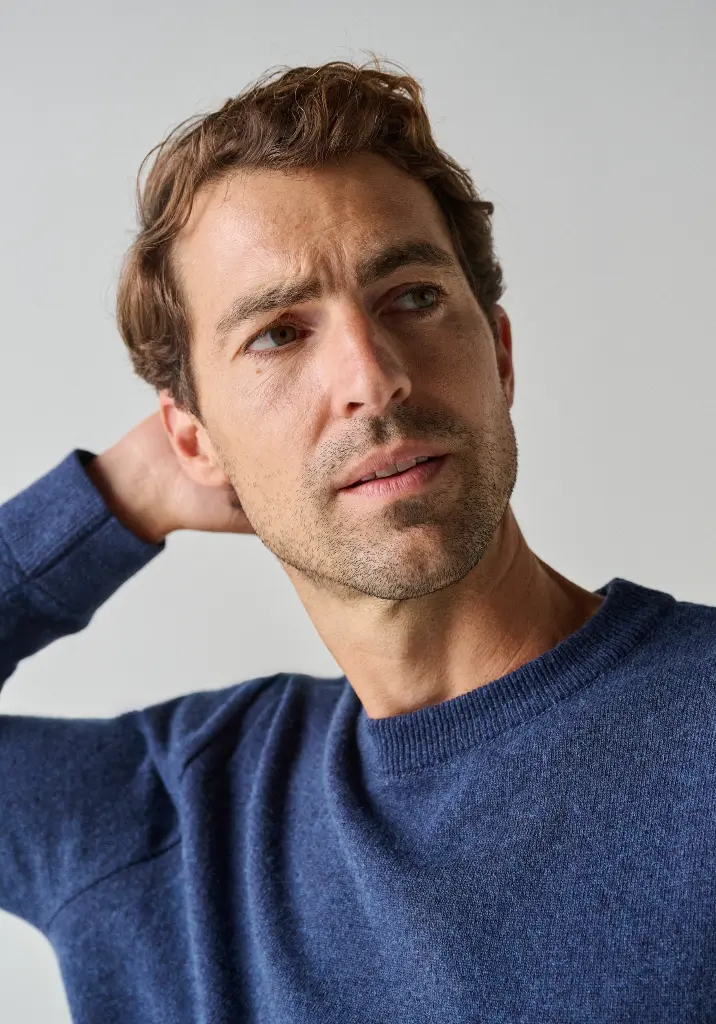 Pull homme col rond laine et cachemire manches longues