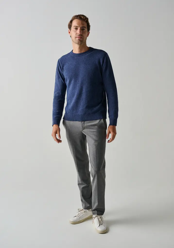 Pull homme col rond laine et cachemire coupe droite
