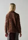 Pull femme mohair et soie col polo couleur chocolat