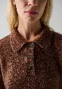 Pull femme mohair et soie col polo fermeture 3 boutons