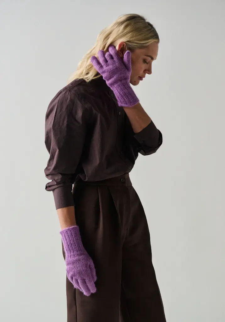Gants femme mohair de chevreau couleur mauve
