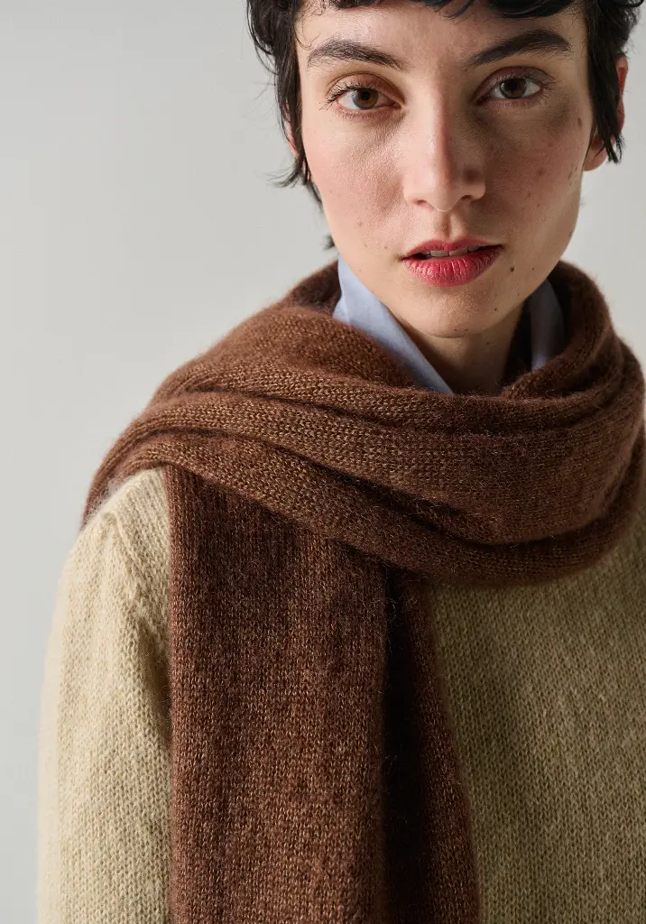 Grande écharpe femme en mohair de chevreau couleur chocolat