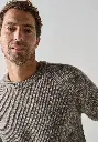 Pull homme col rond en laine vierge et yack tricot en côtes
