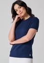 T-shirt femme en coton biologique col rond manche courte bleu marine
