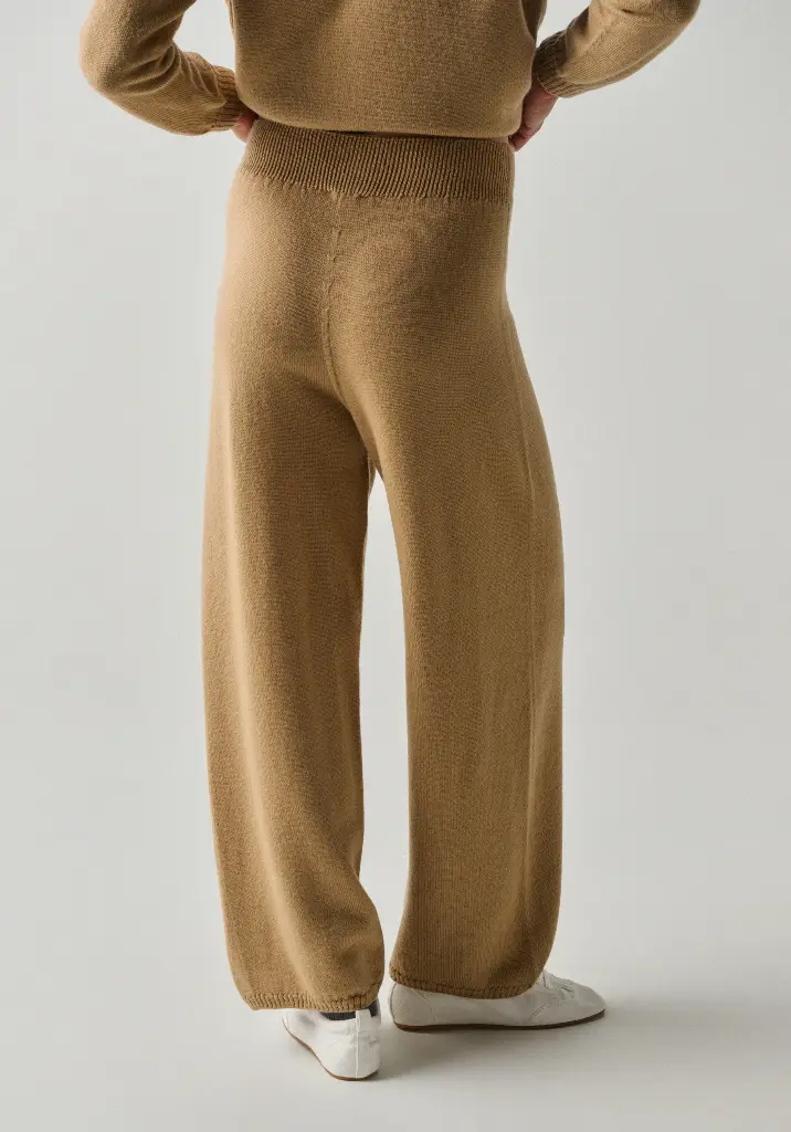 Pantalon femme en mérinos et alpaga couleur beige