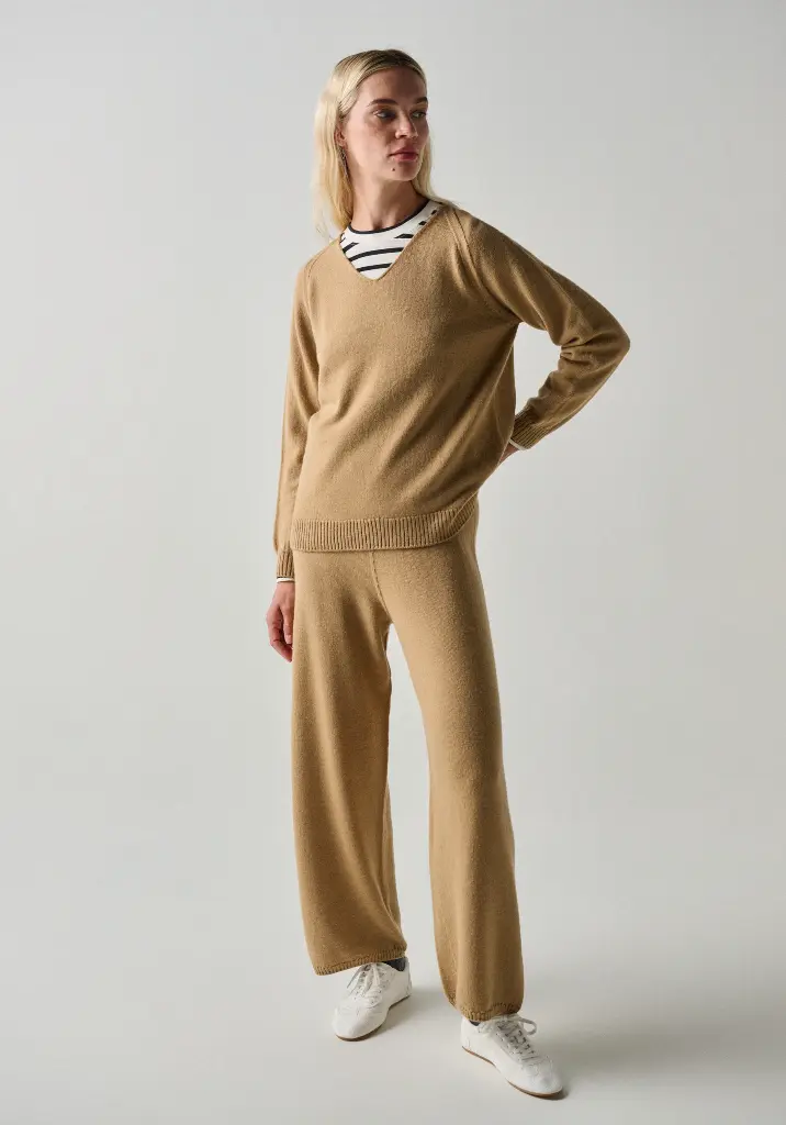 Pantalon femme en mérinos et alpaga coupe large