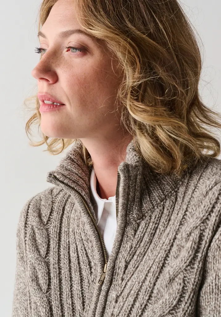 Gilet femme zippé en laine et yack col montant