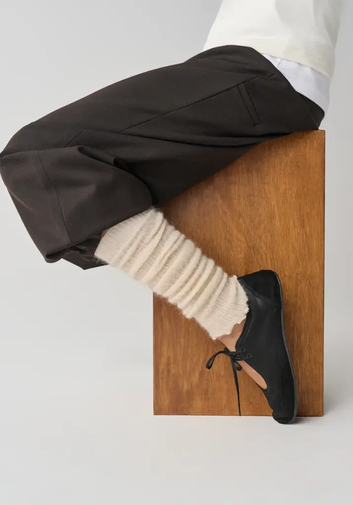 Jambières femme en laine mohair couleur crème