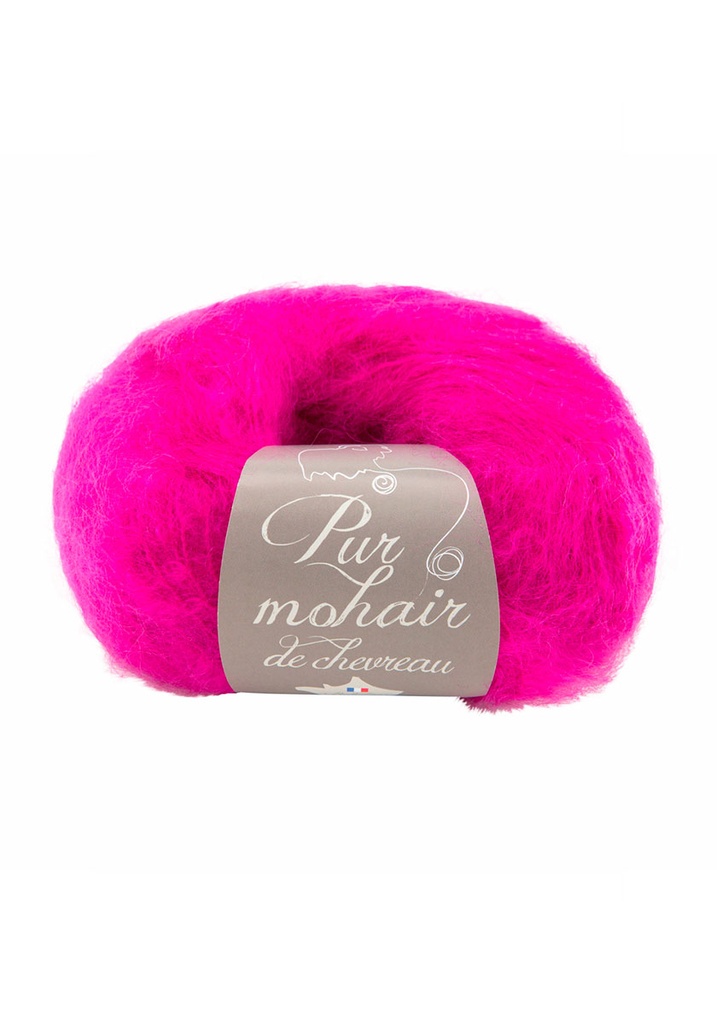 Pelote de laine mohair de chevreau et soie fabrication française rose