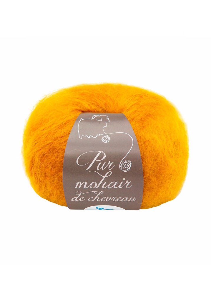 Pelote de laine mohair de chevreau et soie fabrication française or