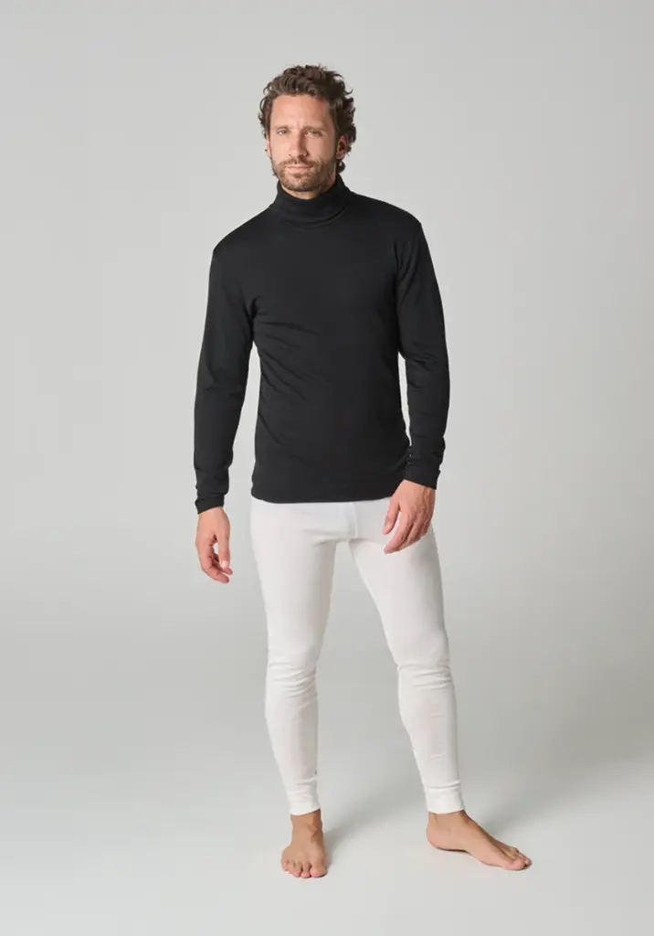 Caleçon homme chaud en coton laine et soie couleur écru