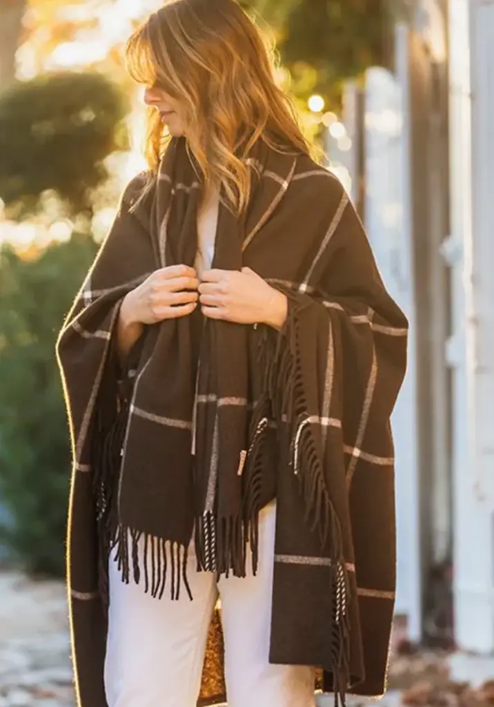 Plaid yack et cachemire fabrication française avec franges
