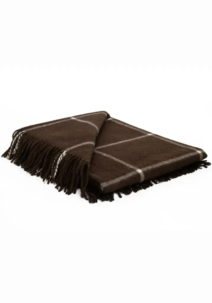 Plaid yack et cachemire fabrication française couleur brun marron