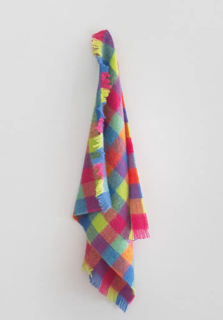 Plaid à carreaux en mohair et mérinos fabrication française