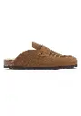 Mules homme cuir doublées laine couleur marron