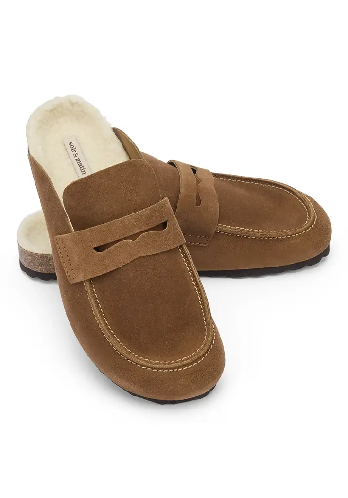 Mules homme cuir doublée forme sabotss laine