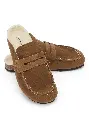 Mules homme cuir doublée forme sabotss laine