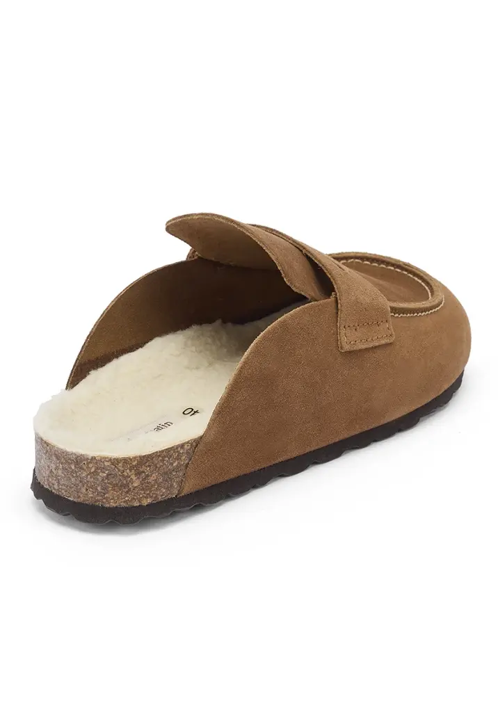Mules homme cuir doublées laine semelle liège et EVA antidérapante