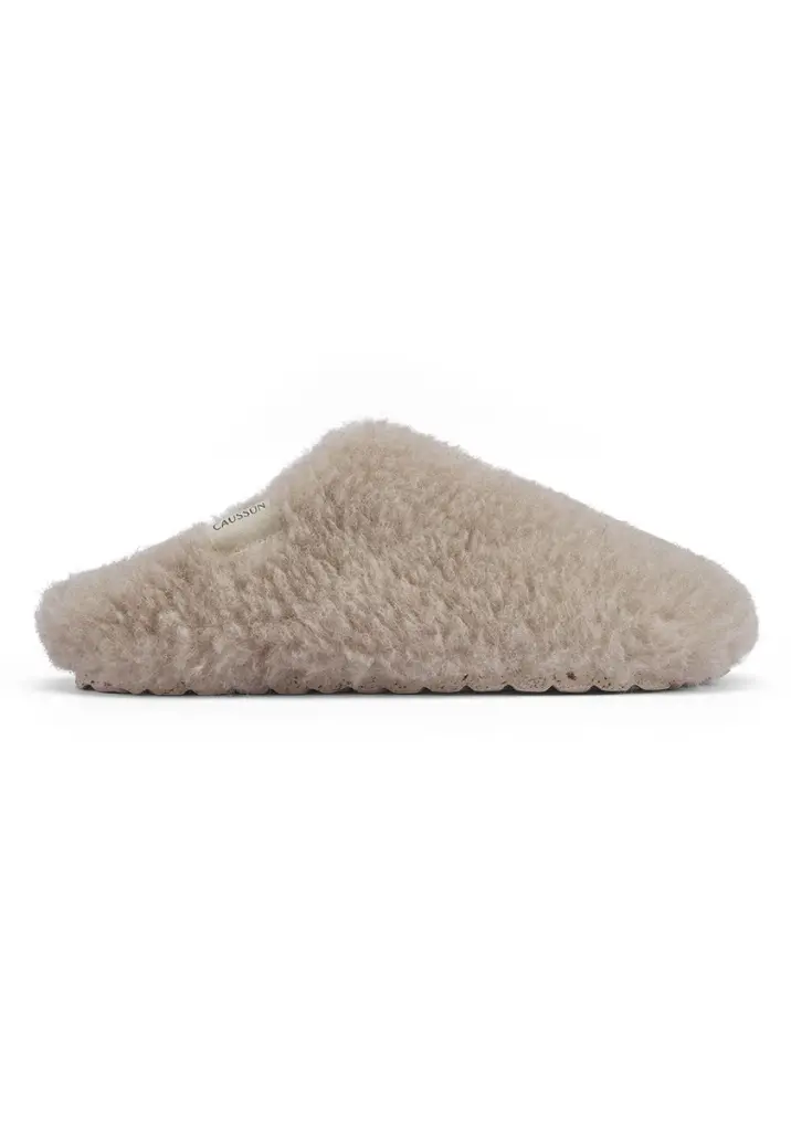 Mules femme en laine naturelle et alpaga couleur beige