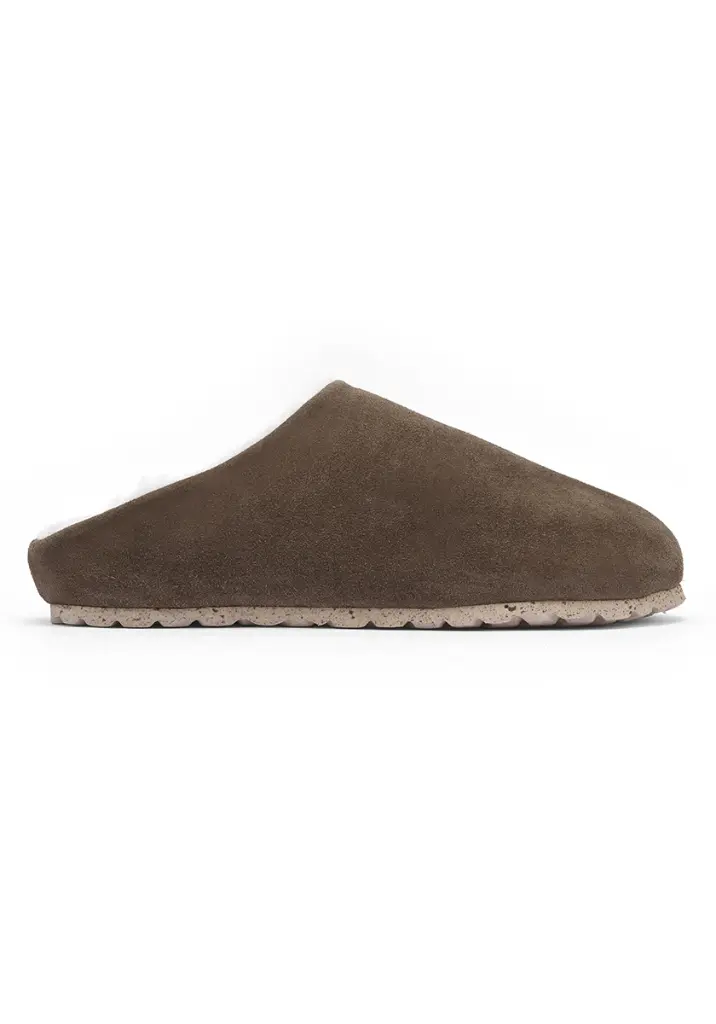 Sabots suédine fourrés en laine pour homme couleur marron
