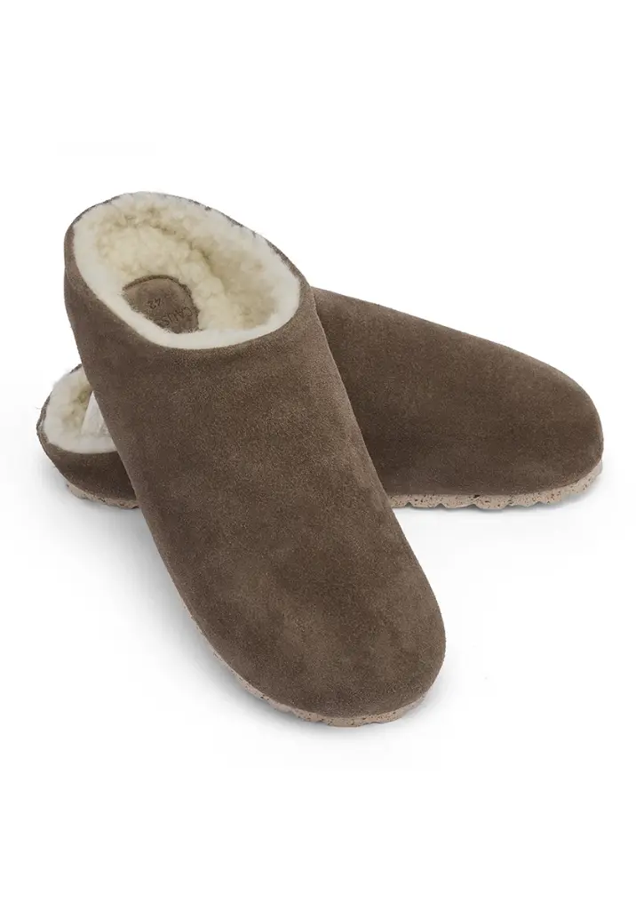 Sabots cuir suèdé fourrés en laine pour homme