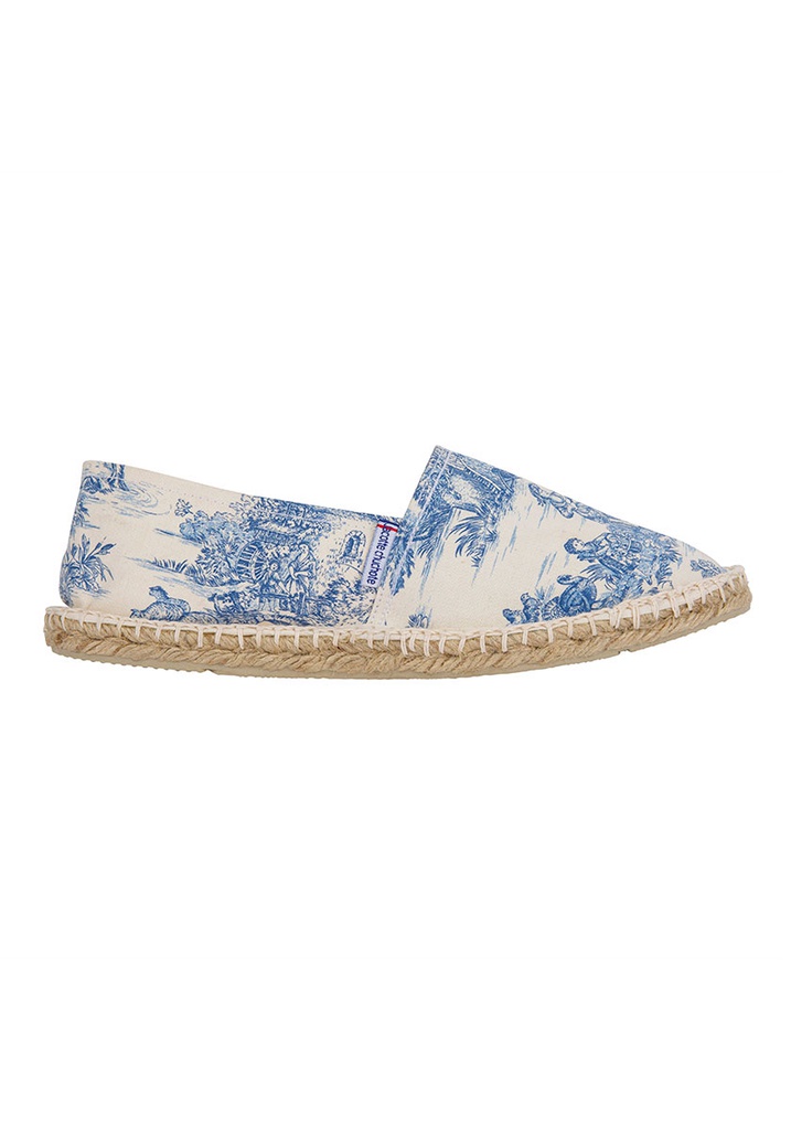 Espadrilles fleuries femme en toile de coton  motif toile de Jouy fabrication francaise