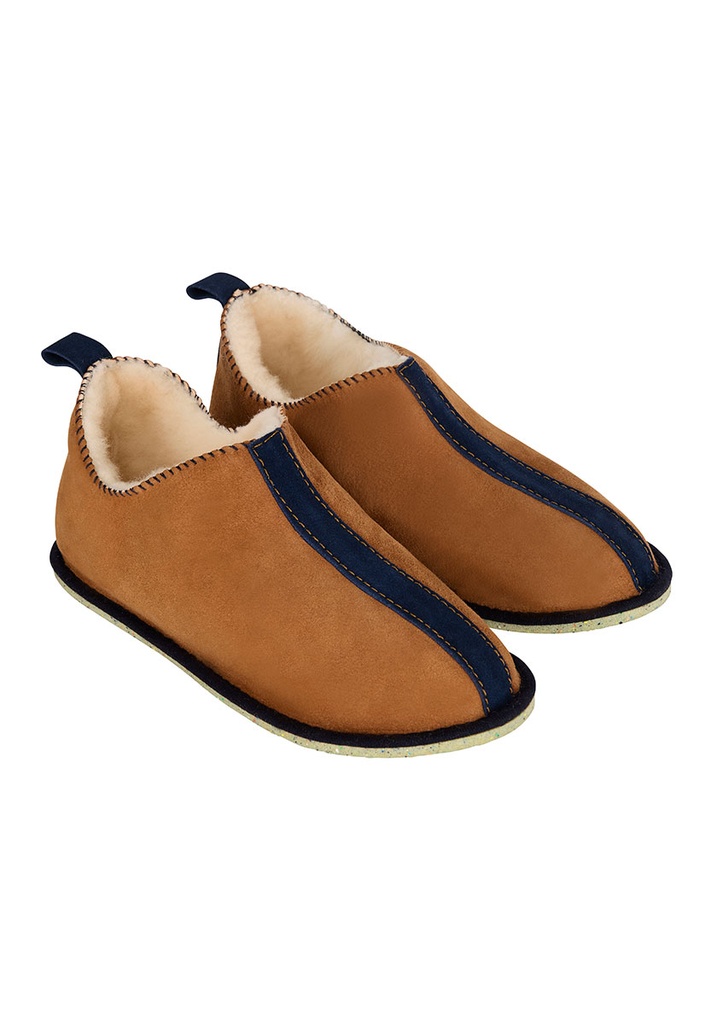 Chaussons en peau semelle recyclée pour homme bicolore