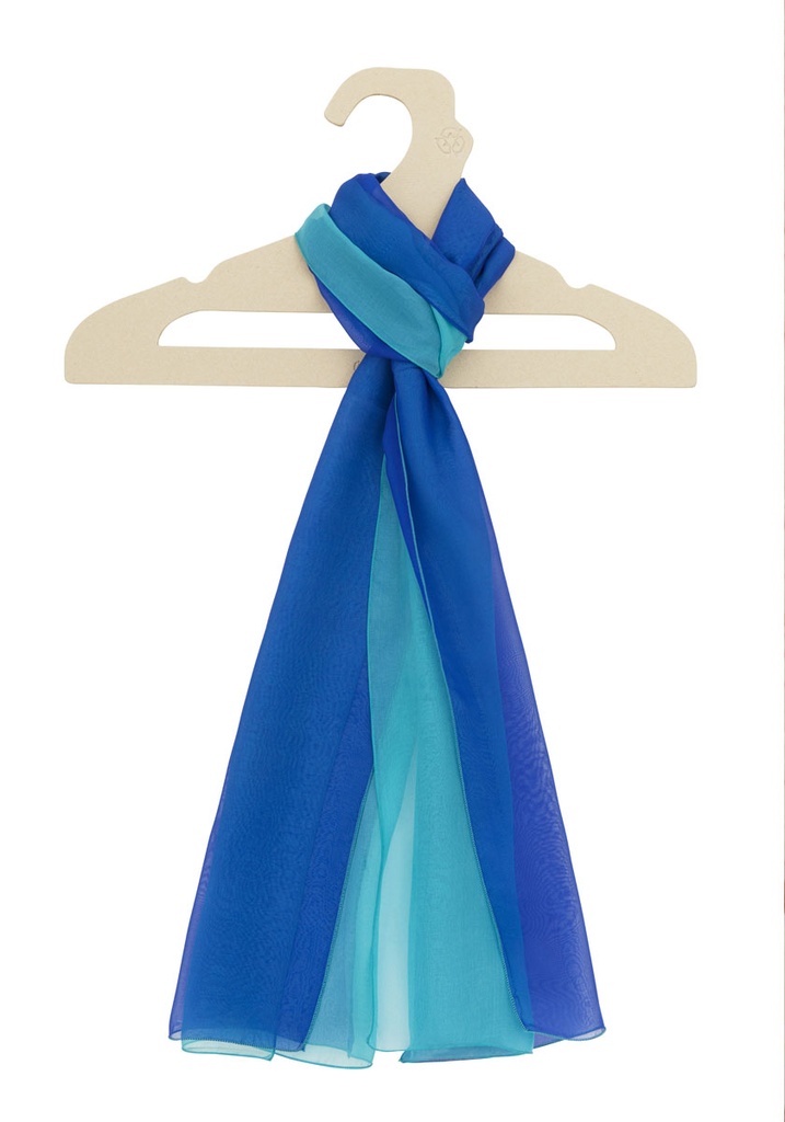 Etole femme de soie bi-bande couleur bleu et turquoise made in France